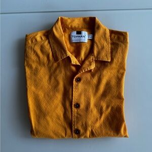 Topman Short Sleeve Men’s Button Down in Orange, Medium
